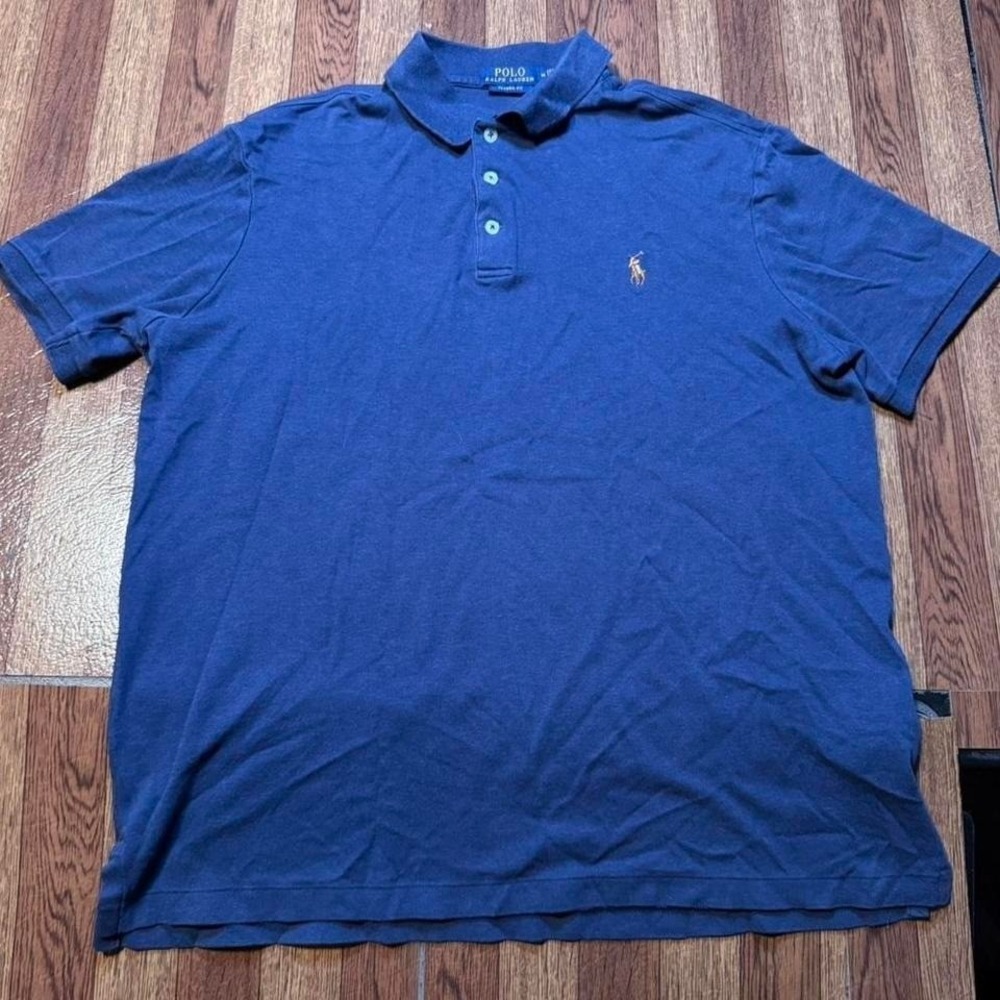 Polo Ralph Lauren Blue Classic Button Dress Polo Shirt Medium